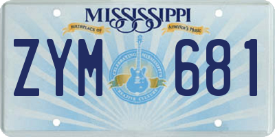 MS license plate ZYM681