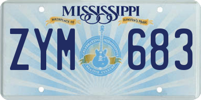 MS license plate ZYM683