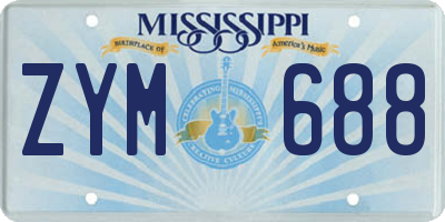 MS license plate ZYM688