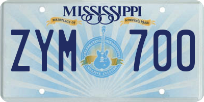 MS license plate ZYM700