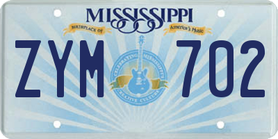 MS license plate ZYM702