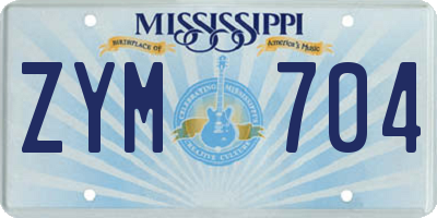 MS license plate ZYM704