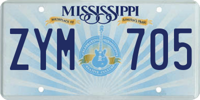 MS license plate ZYM705