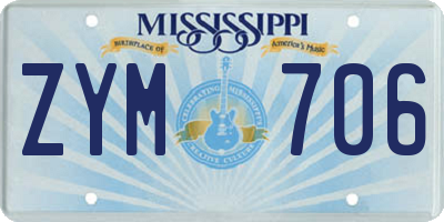 MS license plate ZYM706
