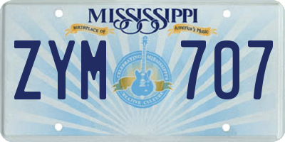 MS license plate ZYM707
