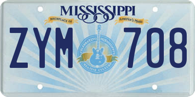 MS license plate ZYM708