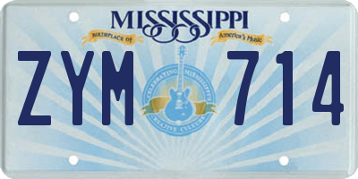 MS license plate ZYM714