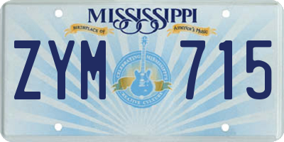 MS license plate ZYM715