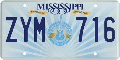 MS license plate ZYM716
