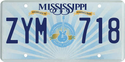 MS license plate ZYM718