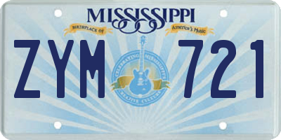 MS license plate ZYM721
