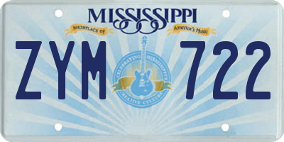 MS license plate ZYM722