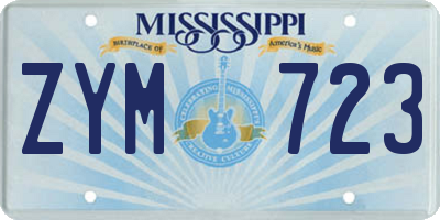 MS license plate ZYM723