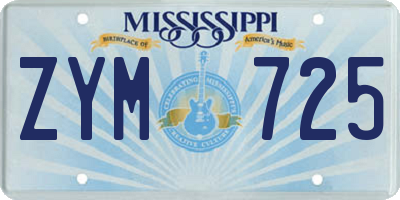 MS license plate ZYM725