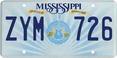 MS license plate ZYM726