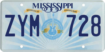 MS license plate ZYM728