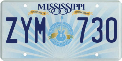 MS license plate ZYM730