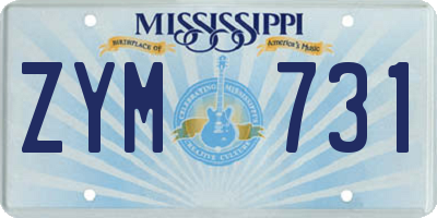 MS license plate ZYM731