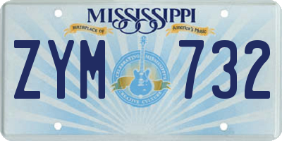 MS license plate ZYM732