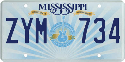 MS license plate ZYM734