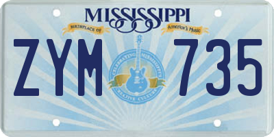 MS license plate ZYM735