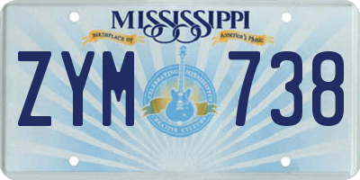 MS license plate ZYM738