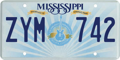 MS license plate ZYM742