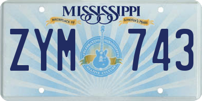 MS license plate ZYM743
