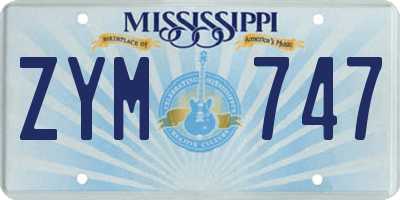 MS license plate ZYM747
