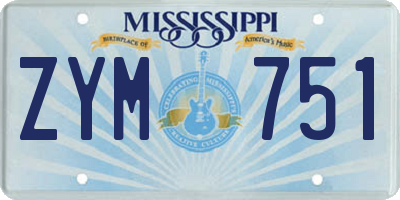 MS license plate ZYM751