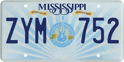 MS license plate ZYM752