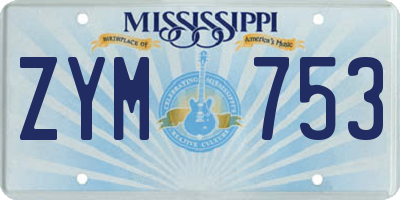 MS license plate ZYM753