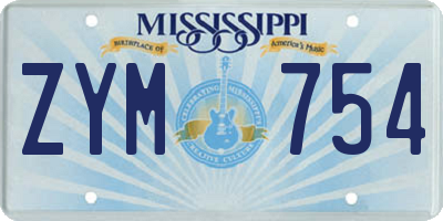 MS license plate ZYM754
