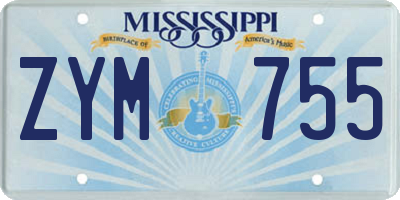 MS license plate ZYM755