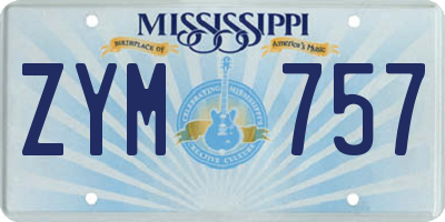 MS license plate ZYM757