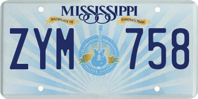 MS license plate ZYM758