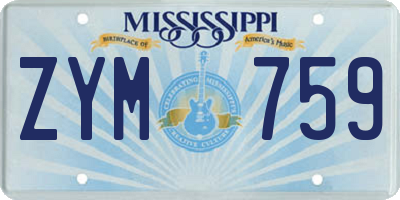MS license plate ZYM759