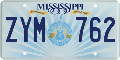 MS license plate ZYM762