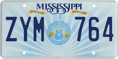 MS license plate ZYM764