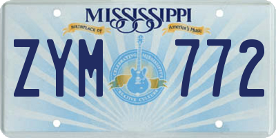 MS license plate ZYM772