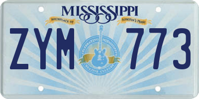 MS license plate ZYM773