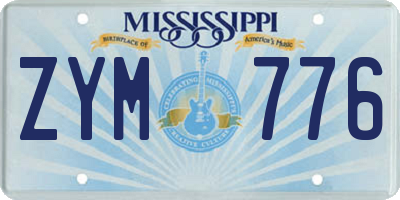 MS license plate ZYM776