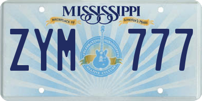 MS license plate ZYM777