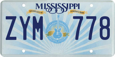 MS license plate ZYM778