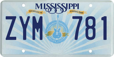 MS license plate ZYM781