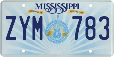MS license plate ZYM783