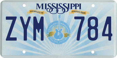 MS license plate ZYM784
