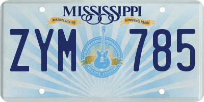 MS license plate ZYM785