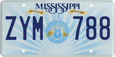MS license plate ZYM788