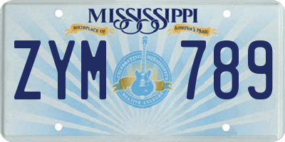 MS license plate ZYM789